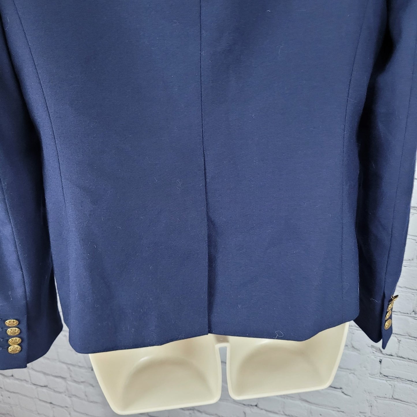 J.CREW Navy Wool Blend Stretch Gold Button Notch Blazer Suit Jacket Size 6