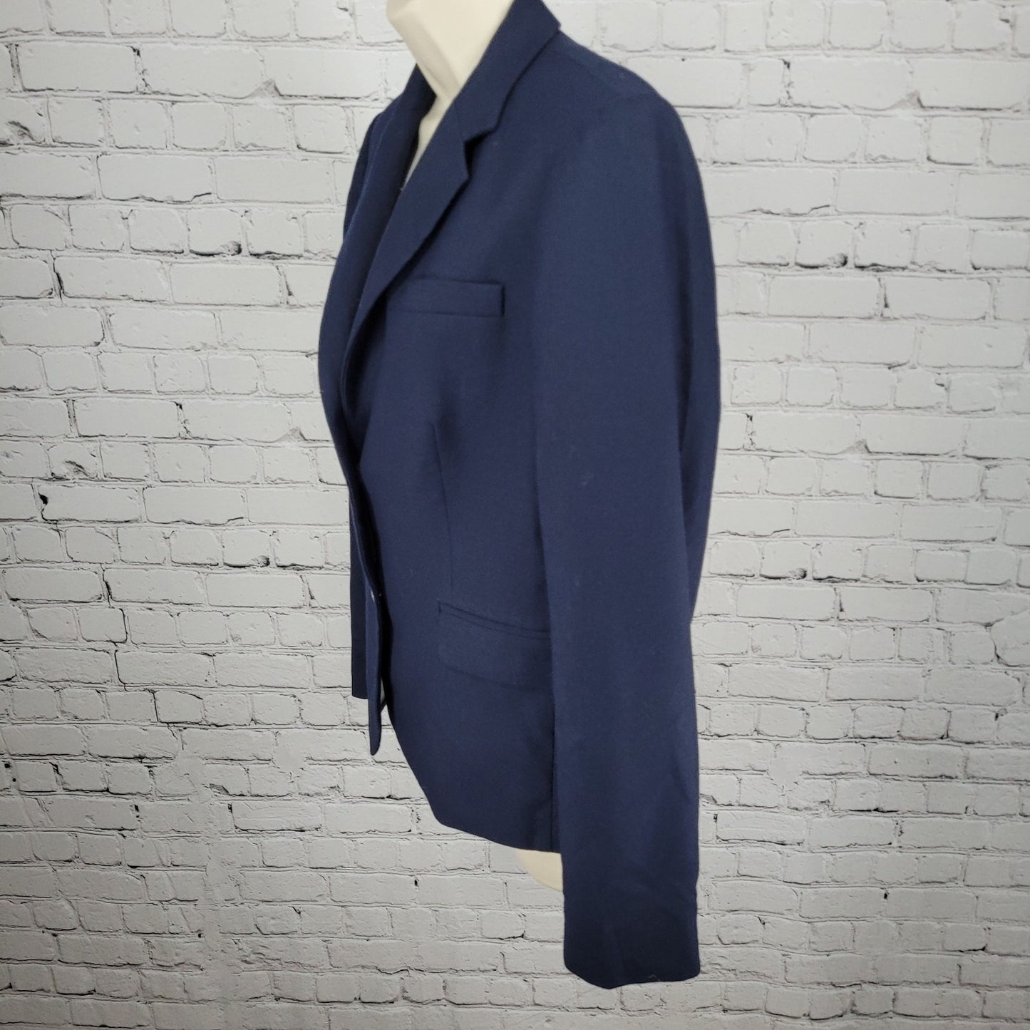 J.CREW Navy Wool Blend Stretch Gold Button Notch Blazer Suit Jacket Size 6