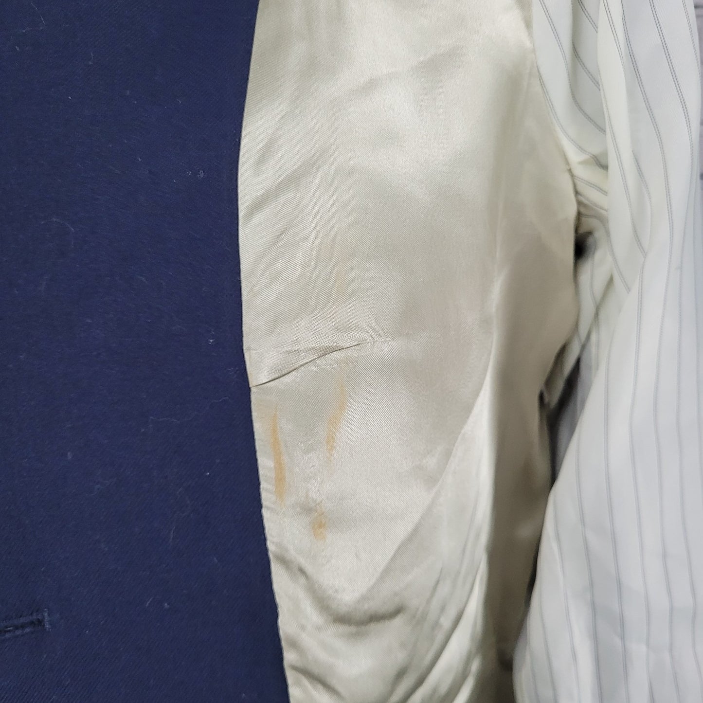 J.CREW Navy Wool Blend Stretch Gold Button Notch Blazer Suit Jacket Size 6