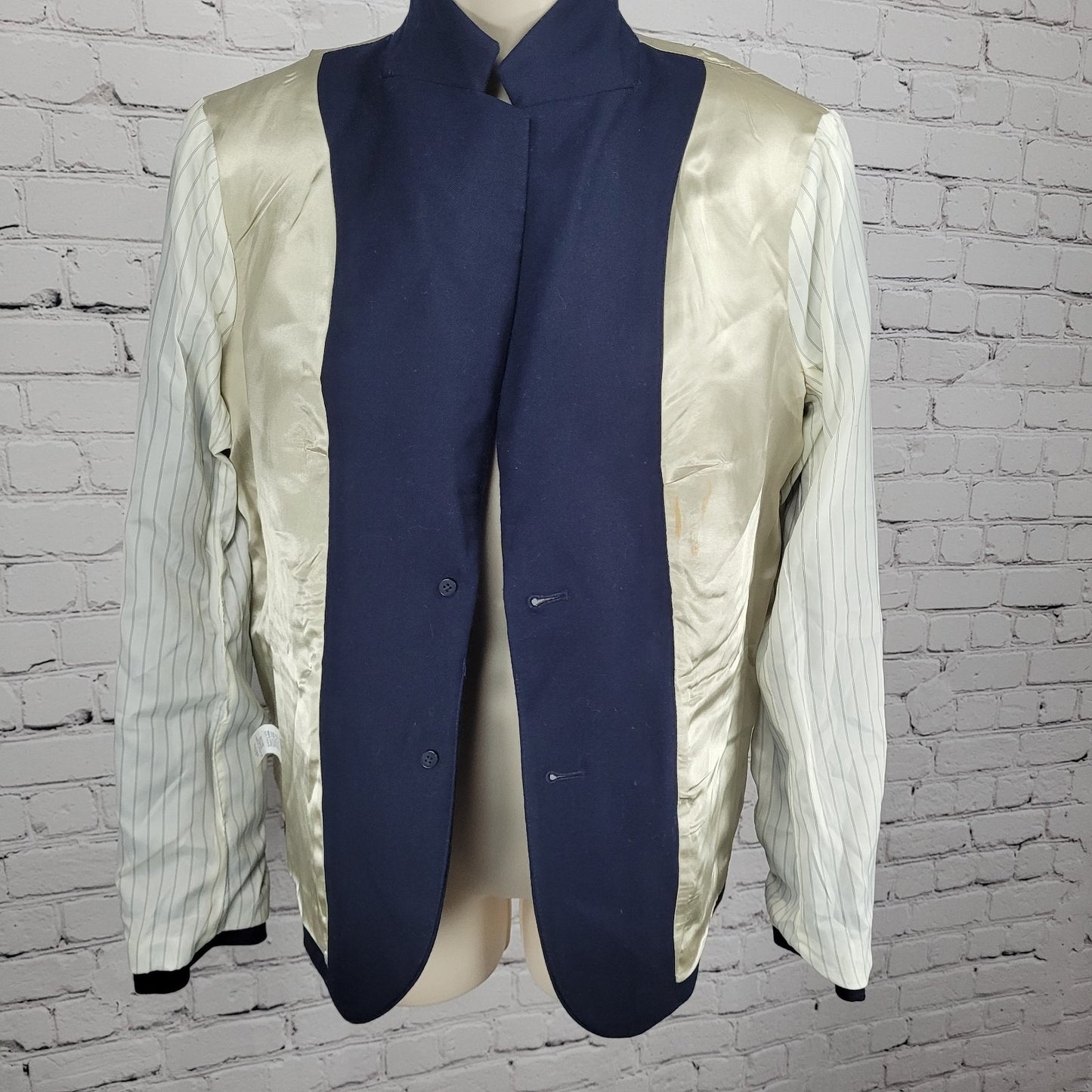 J.CREW Navy Wool Blend Stretch Gold Button Notch Blazer Suit Jacket Size 6