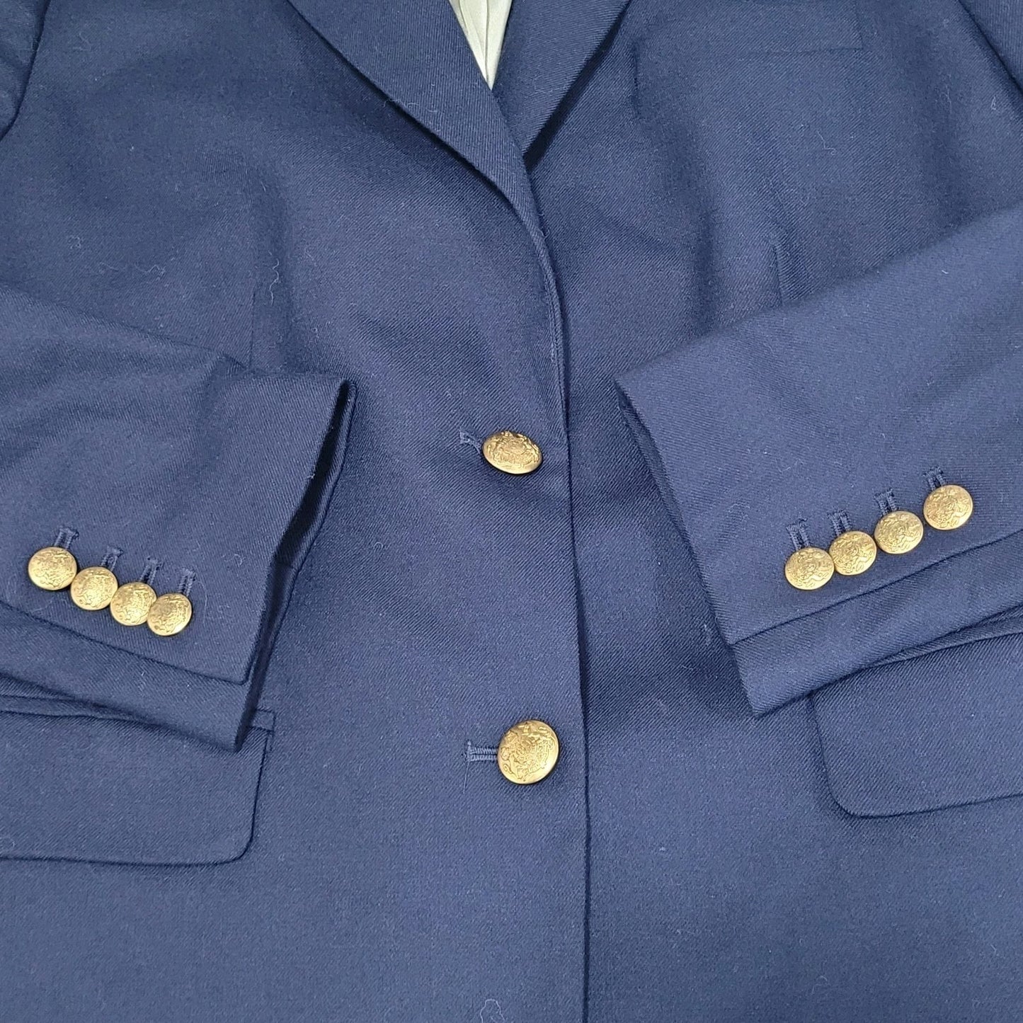 J.CREW Navy Wool Blend Stretch Gold Button Notch Blazer Suit Jacket Size 6