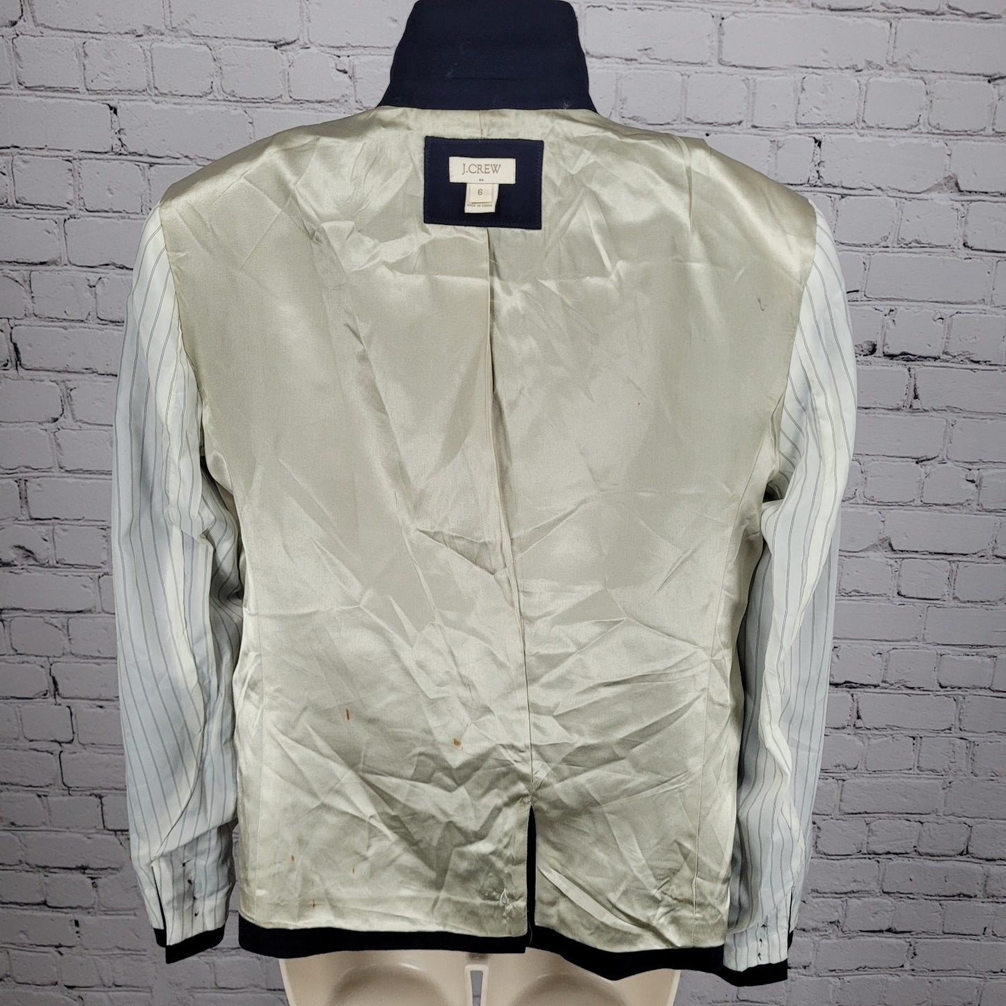 J.CREW Navy Wool Blend Stretch Gold Button Notch Blazer Suit Jacket Size 6