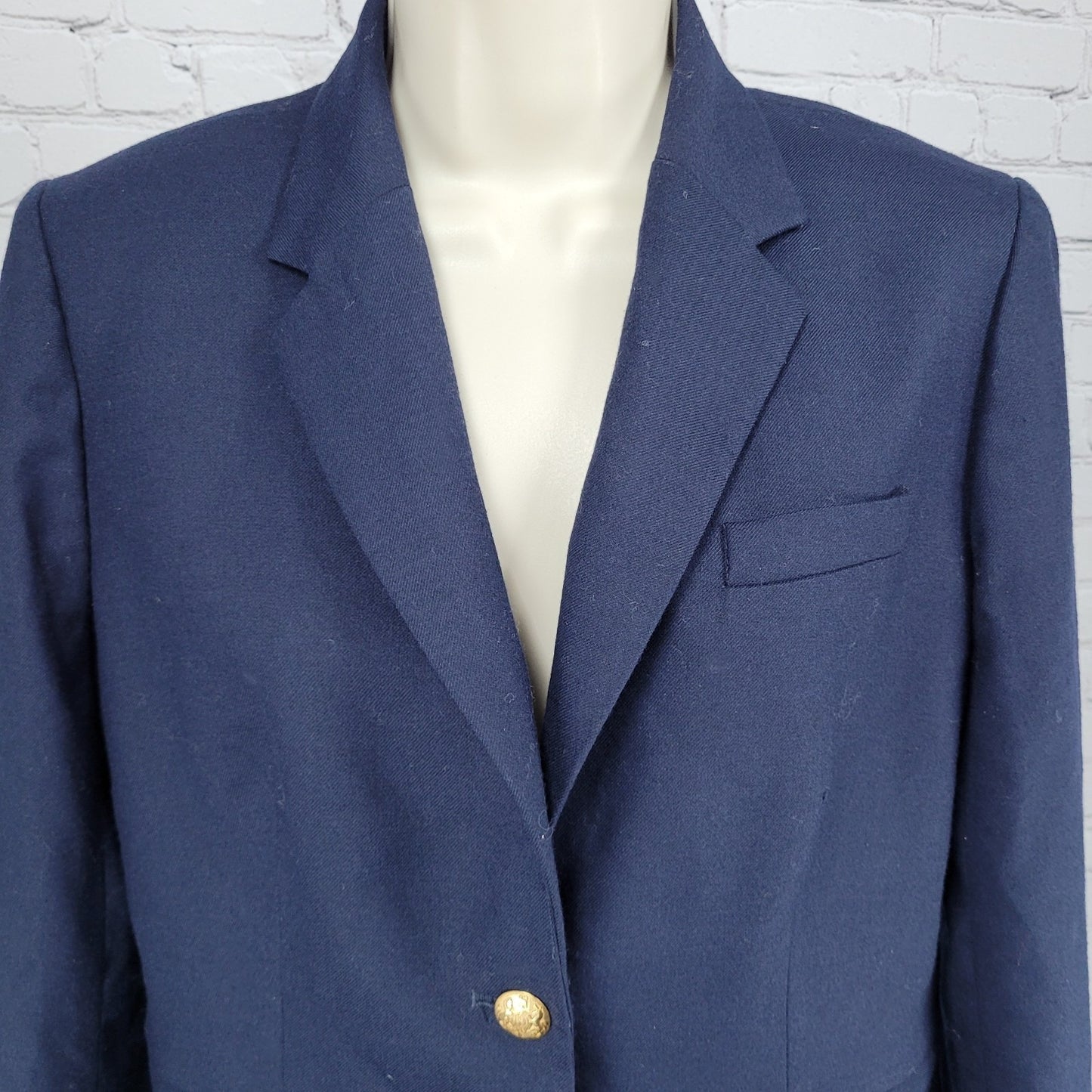 J.CREW Navy Wool Blend Stretch Gold Button Notch Blazer Suit Jacket Size 6