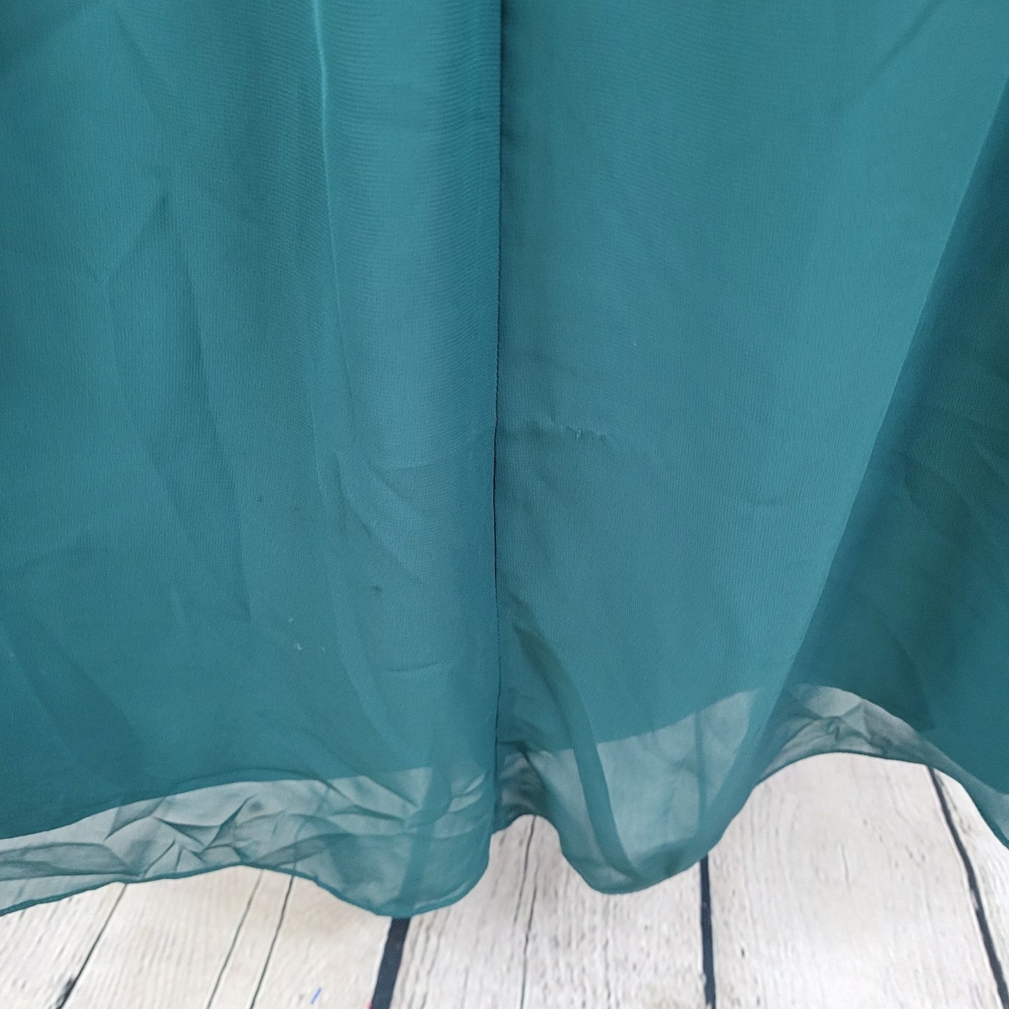 Azazie Dark Green Chiffon Tie Back Padded Bridesmaid Maxi Dress Gown Size C