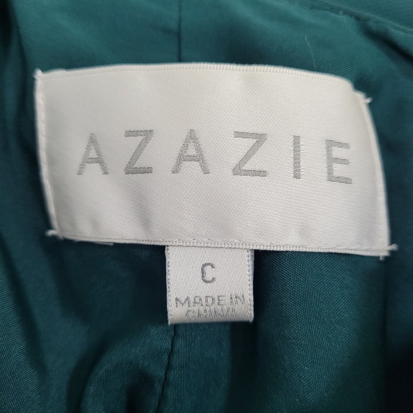 Azazie Dark Green Chiffon Tie Back Padded Bridesmaid Maxi Dress Gown Size C