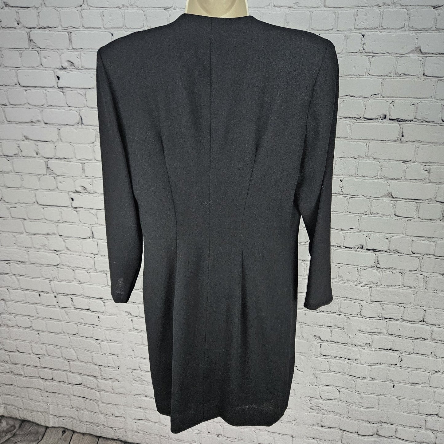 VTG Dirasta New York Black Wrap Buttoned Collarless Lined Short Dress Small