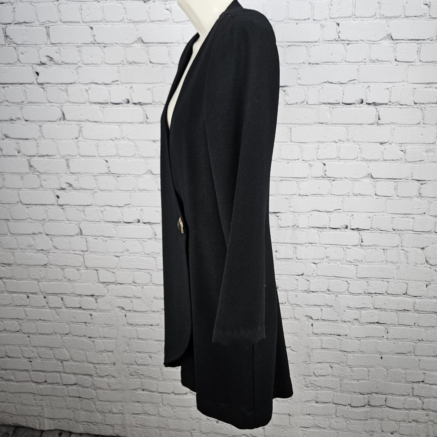 VTG Dirasta New York Black Wrap Buttoned Collarless Lined Short Dress Small