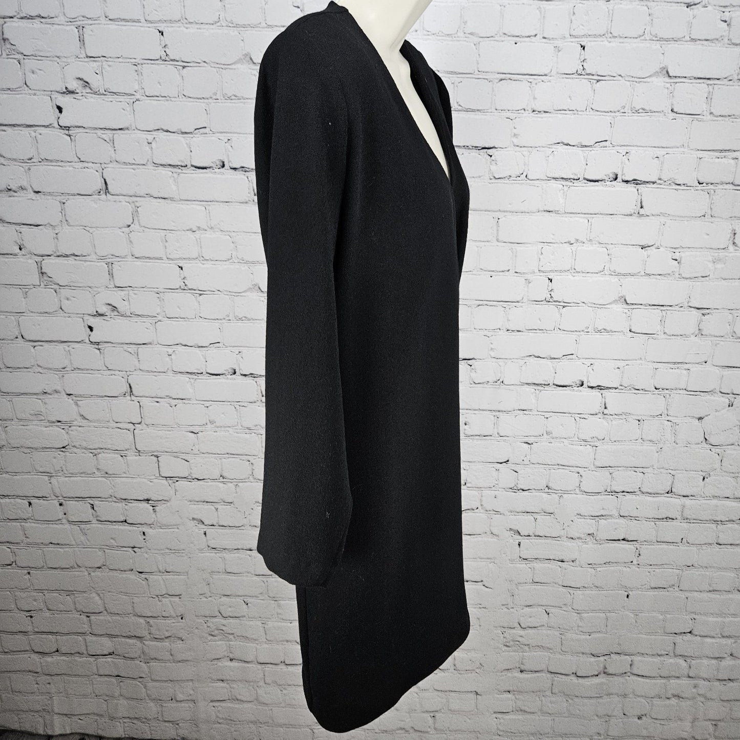 VTG Dirasta New York Black Wrap Buttoned Collarless Lined Short Dress Small