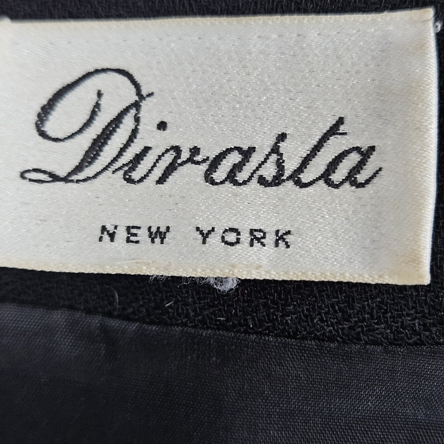 VTG Dirasta New York Black Wrap Buttoned Collarless Lined Short Dress Small