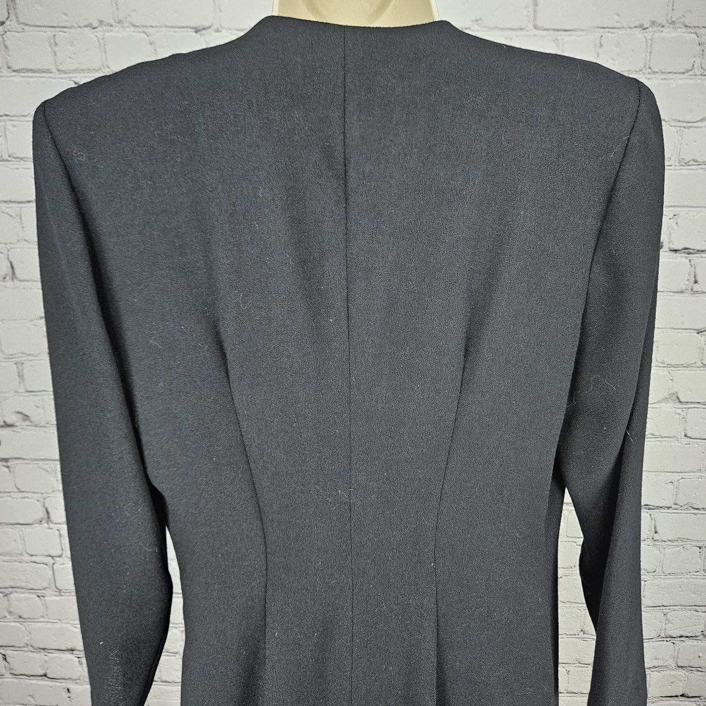 VTG Dirasta New York Black Wrap Buttoned Collarless Lined Short Dress Small