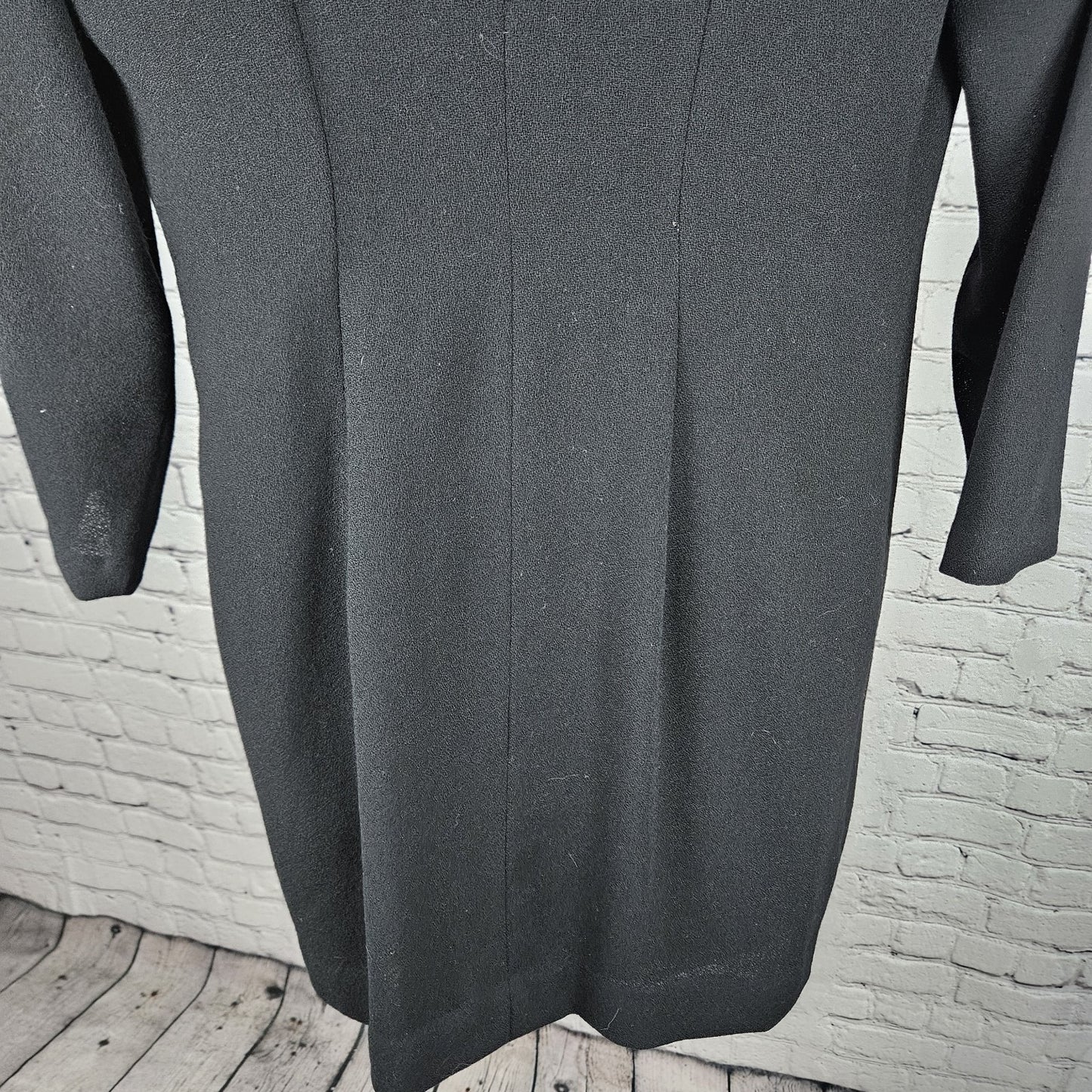 VTG Dirasta New York Black Wrap Buttoned Collarless Lined Short Dress Small