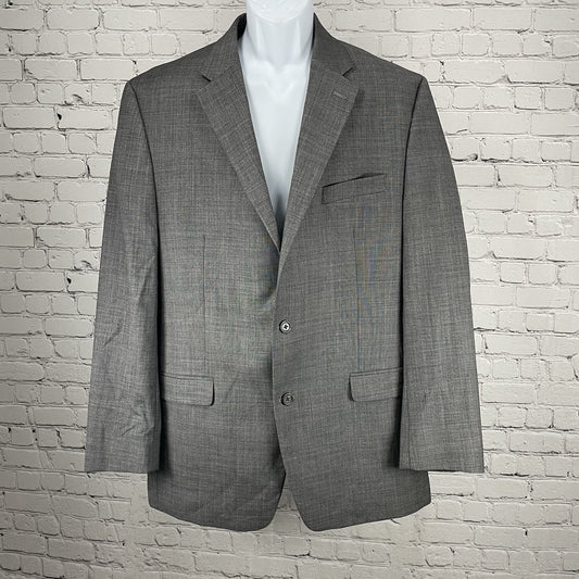 Chaps Grey 100% Wool 2 Button Single Vented Notch Blazer Sport Coat Size 44L