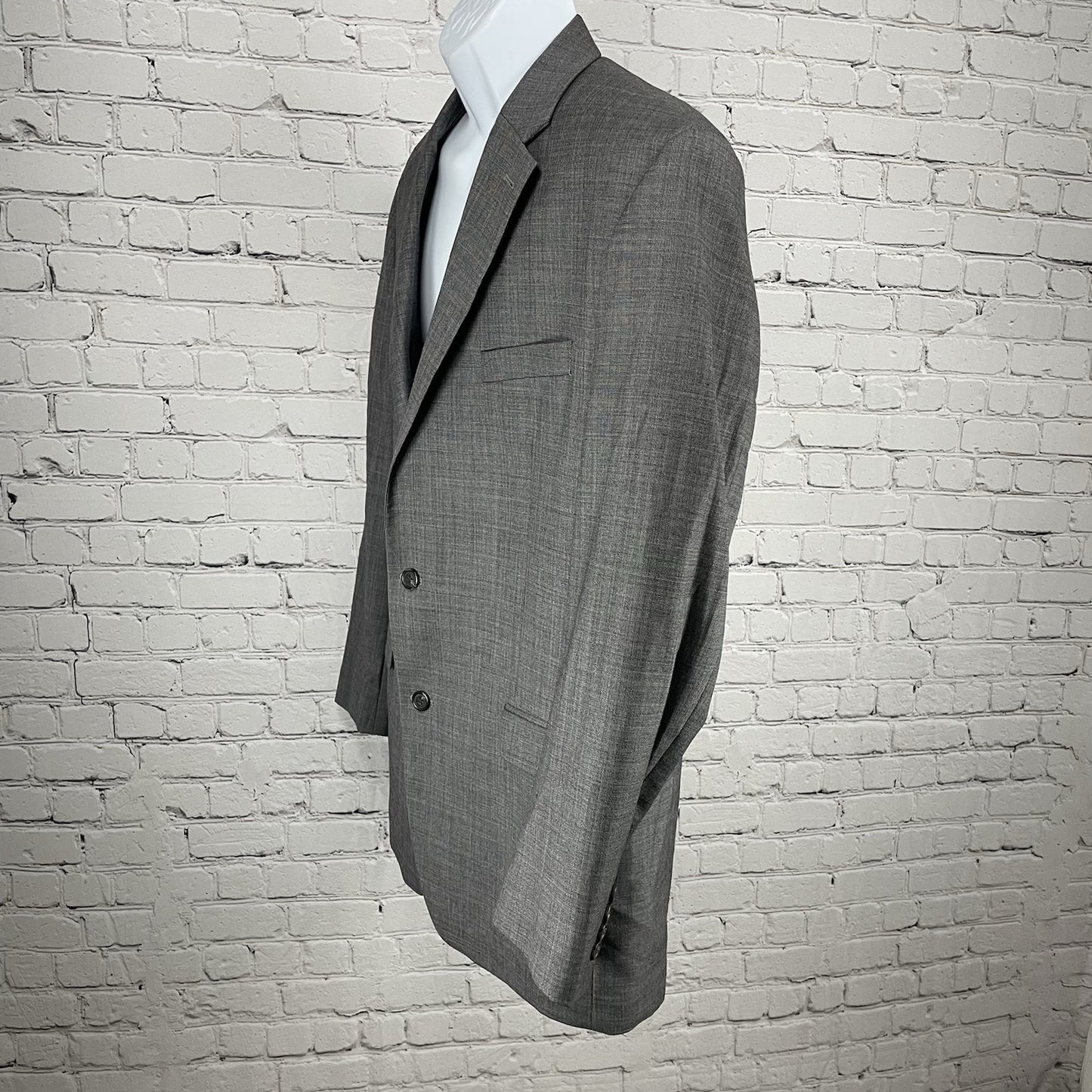 Chaps Grey 100% Wool 2 Button Single Vented Notch Blazer Sport Coat Size 44L