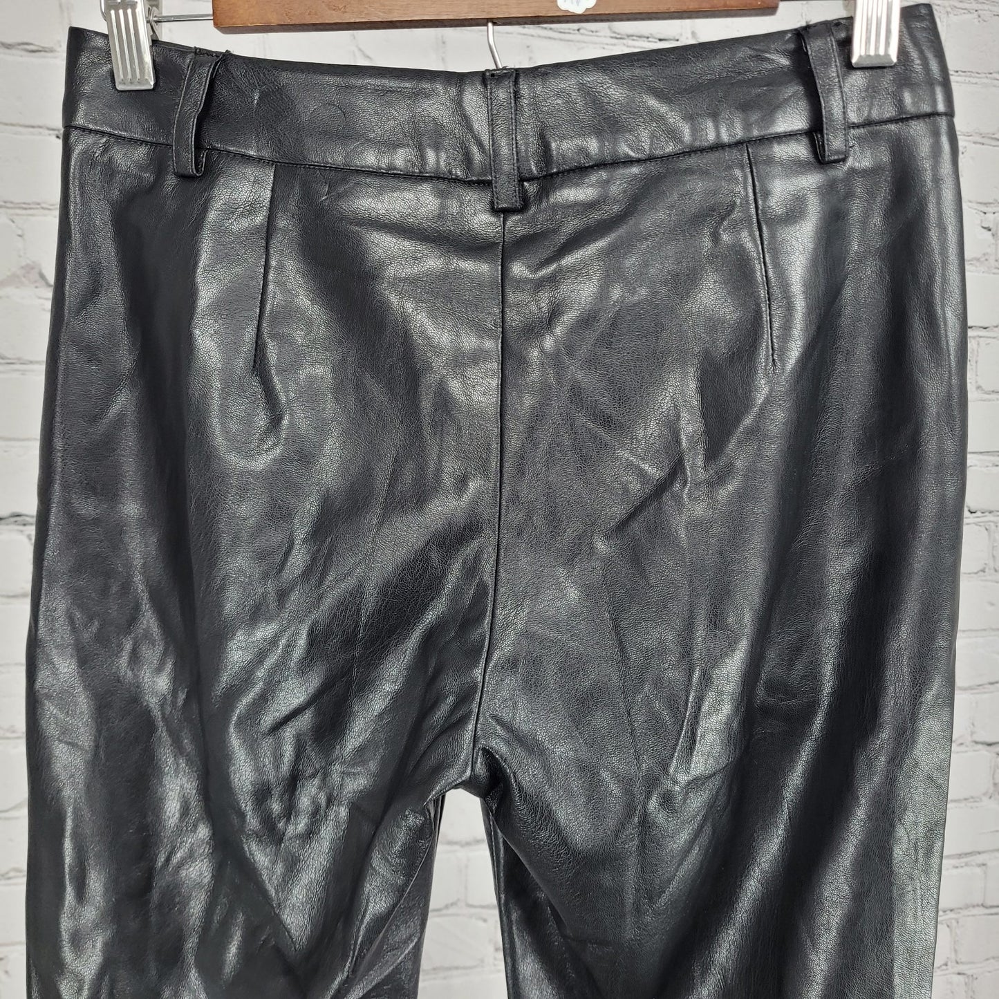 Velvet Black Faux Leather Mid Rise Straight Ankle Pants USA 2 (27x26)