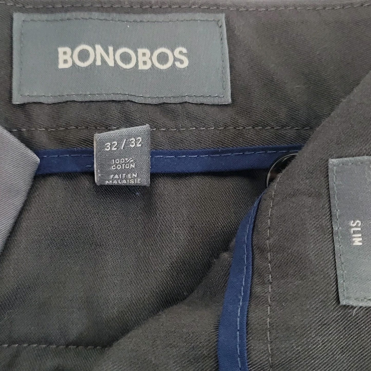 Bonobos Grey 100% Cotton Friday Slim Fit Chino Pants Size 32/32