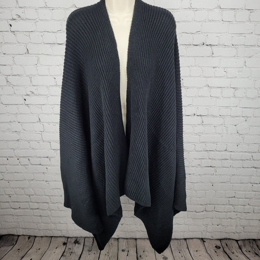 VTG Avon Style Black Knit Open Drapey Shawl Cape Sweater USA Made One Size