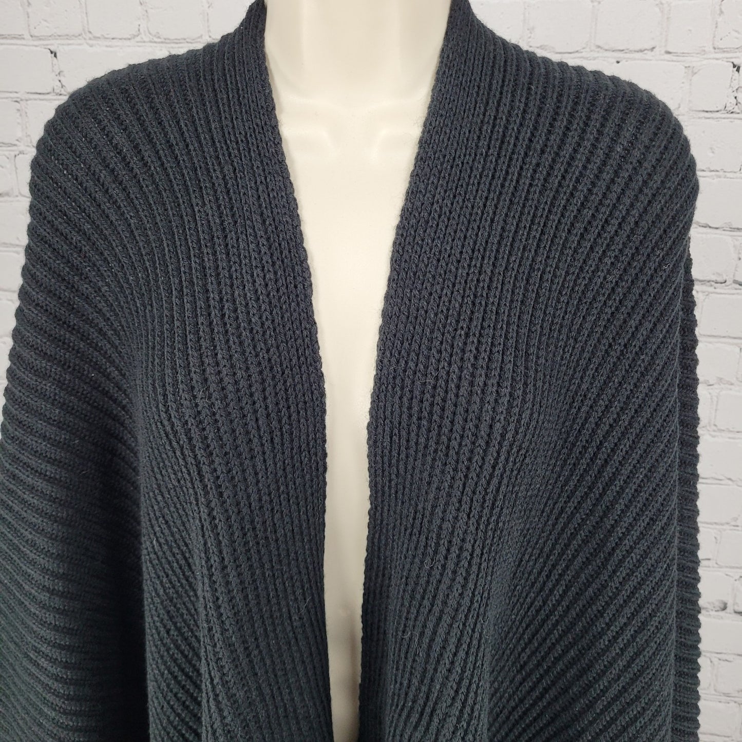 VTG Avon Style Black Knit Open Drapey Shawl Cape Sweater USA Made One Size