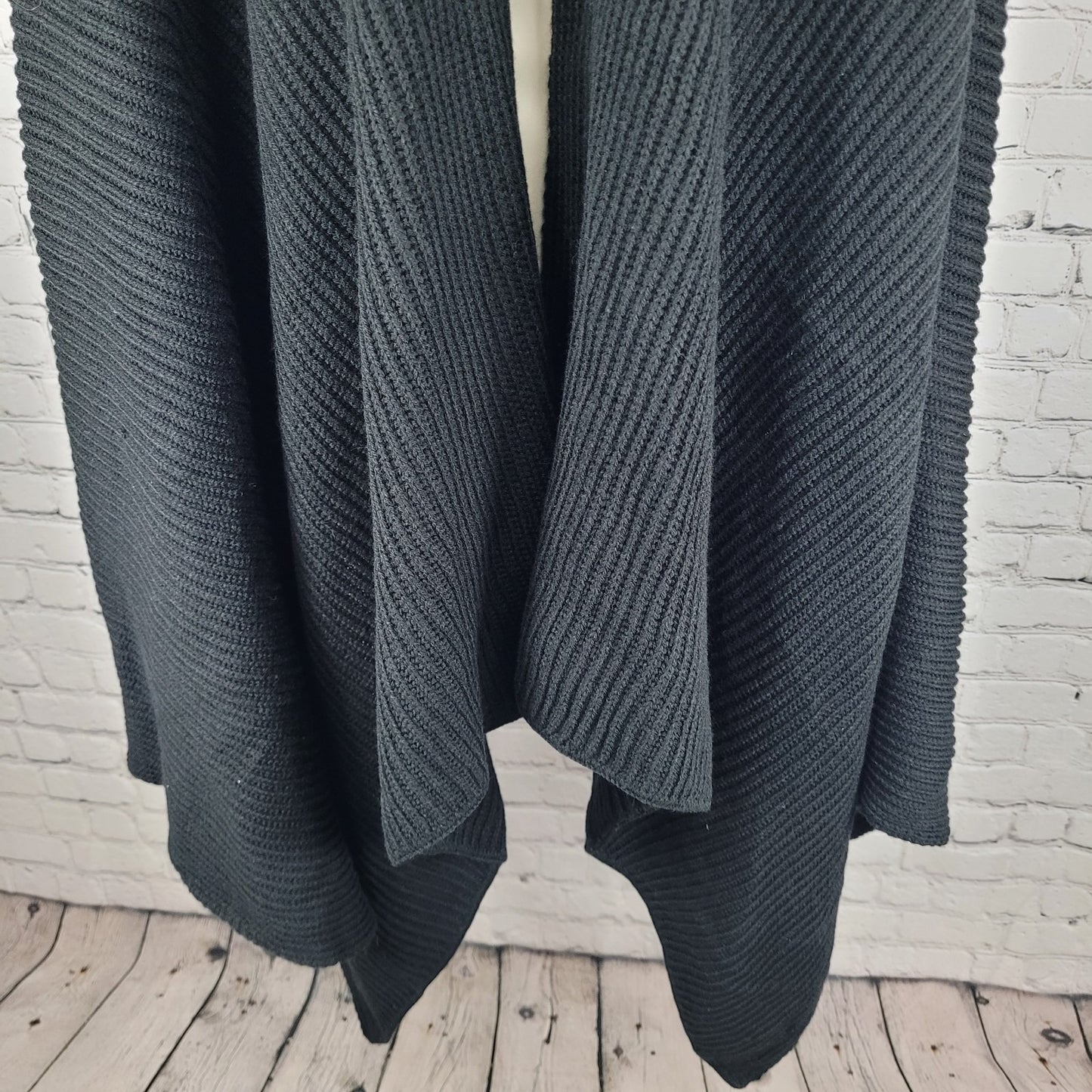 VTG Avon Style Black Knit Open Drapey Shawl Cape Sweater USA Made One Size