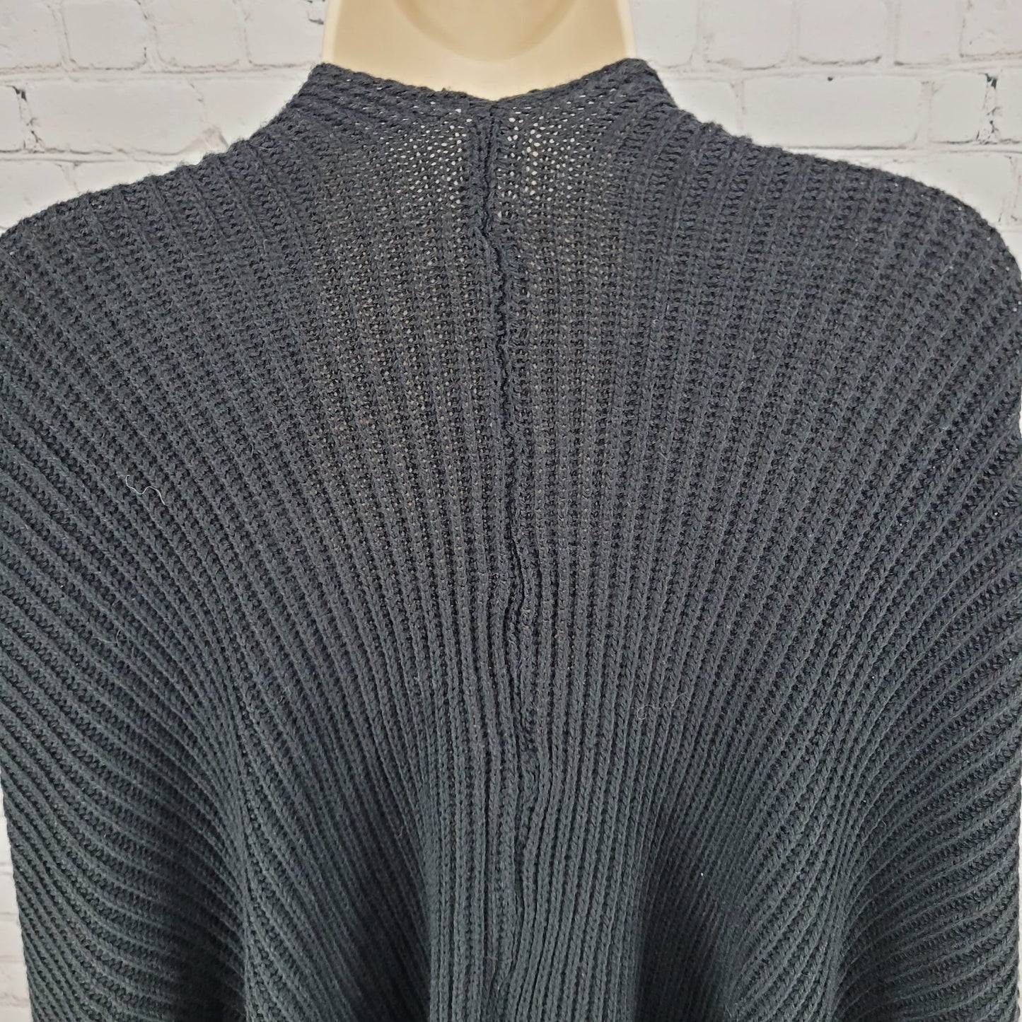 VTG Avon Style Black Knit Open Drapey Shawl Cape Sweater USA Made One Size