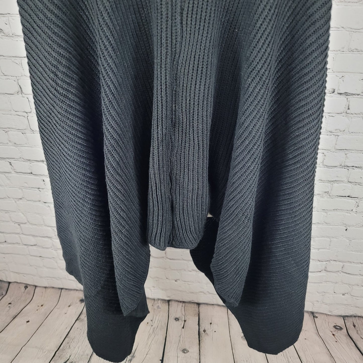 VTG Avon Style Black Knit Open Drapey Shawl Cape Sweater USA Made One Size