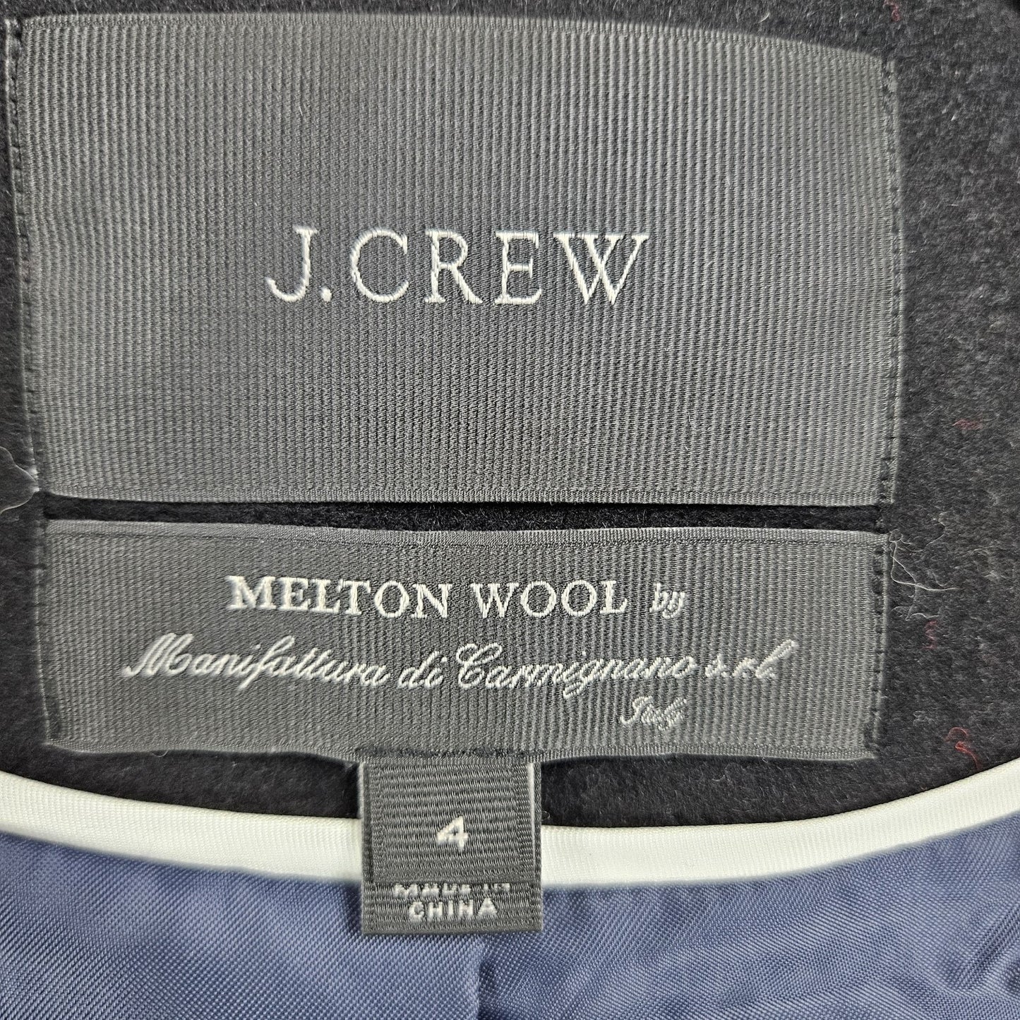 J. Crew Black Melton Wool Blend Full Zip Snap Hooded Lined Jacket Short Coat 4