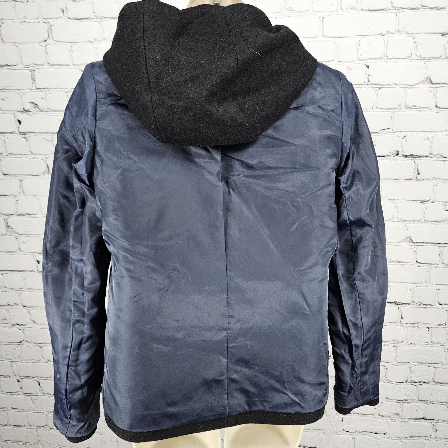 J. Crew Black Melton Wool Blend Full Zip Snap Hooded Lined Jacket Short Coat 4