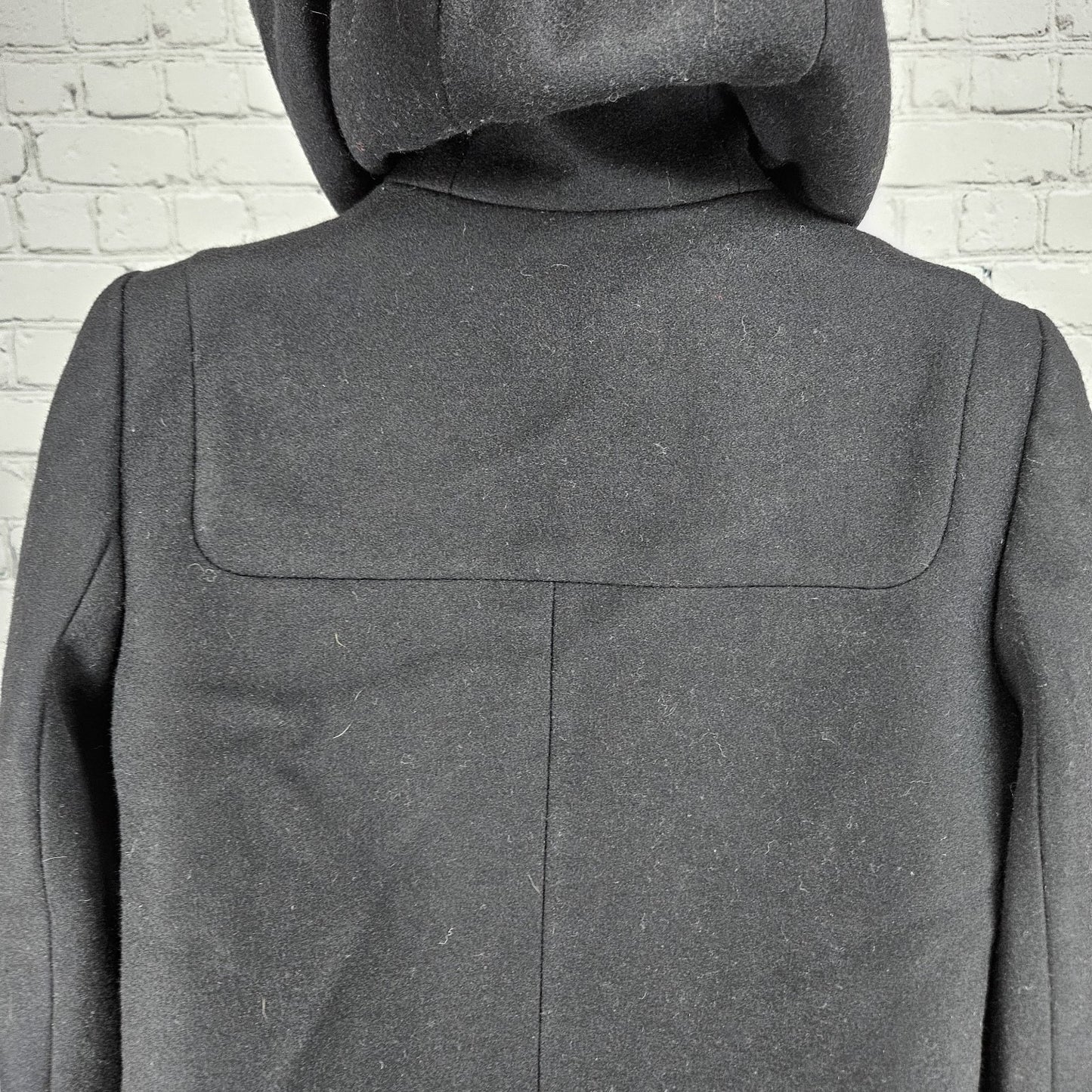 J. Crew Black Melton Wool Blend Full Zip Snap Hooded Lined Jacket Short Coat 4