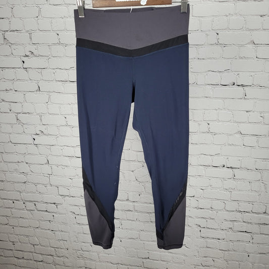Athleta Blue Mesh Vented Athleisure Yoga Pants Leggings Size Small S (26x25)
