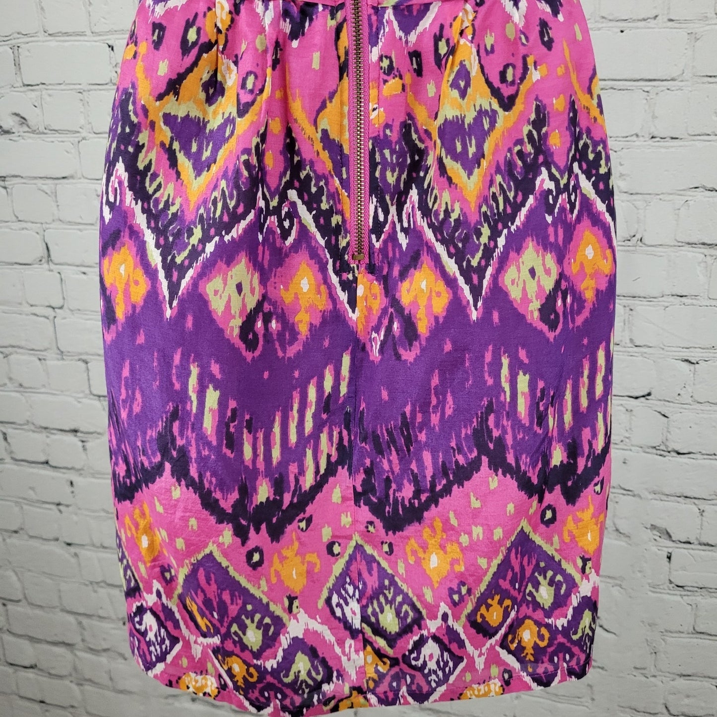 Charlie Jade Pink & Purple Colorful Silk Blend Printed Strapless Mini Dress XS