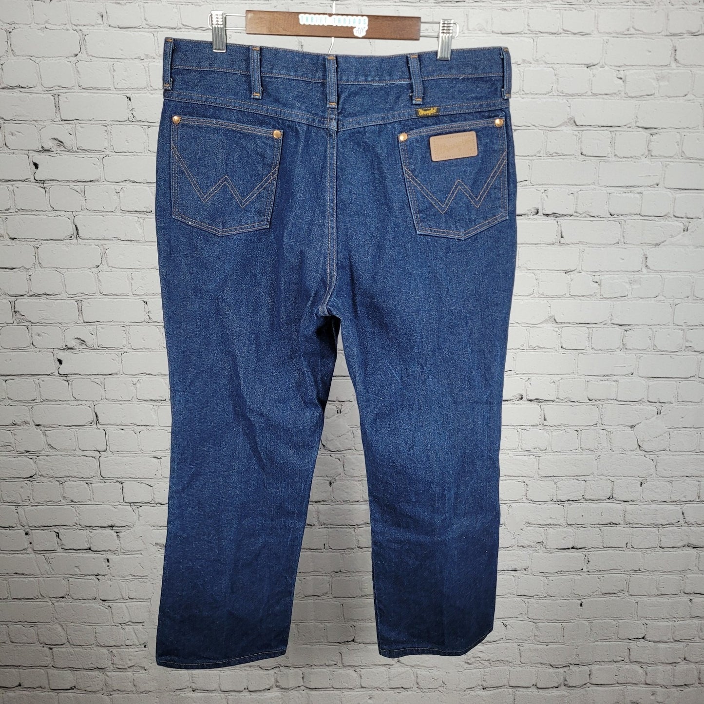 Wrangler Blue Denim 100% Cotton Straight Western Cowboy Jeans USA 38x30 (35x27)
