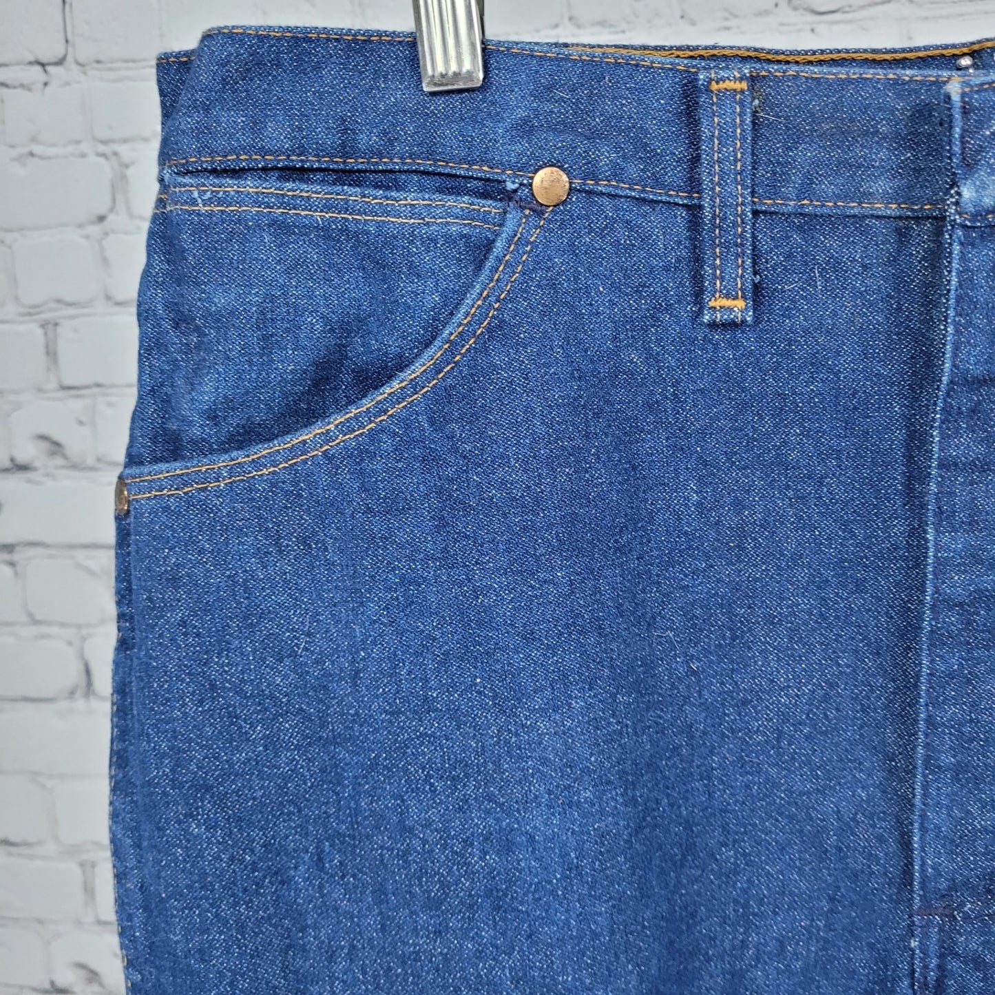 Wrangler Blue Denim 100% Cotton Straight Western Cowboy Jeans USA 38x30 (35x27)