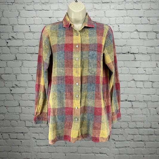 Free People Artisan De Luxe Multicolor Patchwork Button Up Long Sleeve Small S