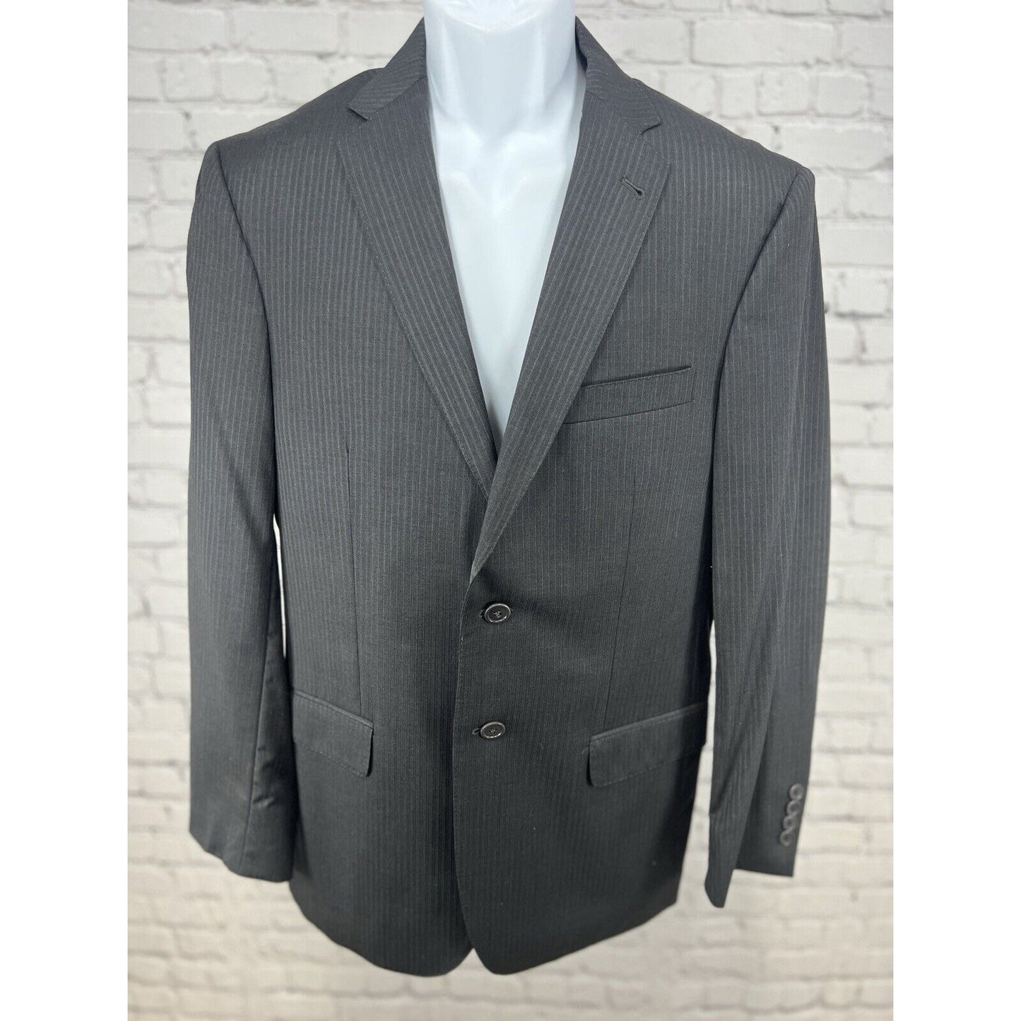 Jos A Bank Metropolitan Charcoal Pinstripe Blazer Slim Fit Cooper Lining 39RG
