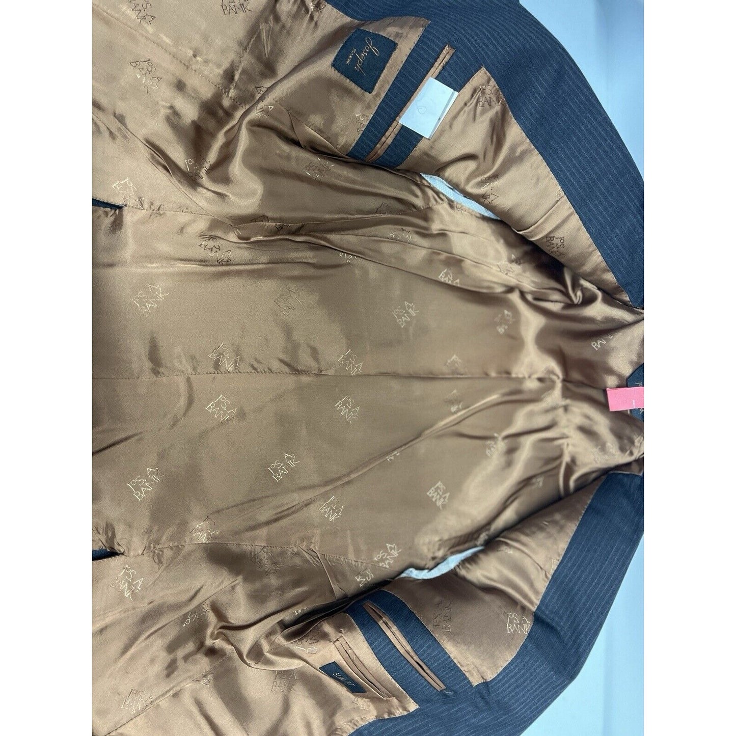 Jos A Bank Metropolitan Charcoal Pinstripe Blazer Slim Fit Cooper Lining 39RG