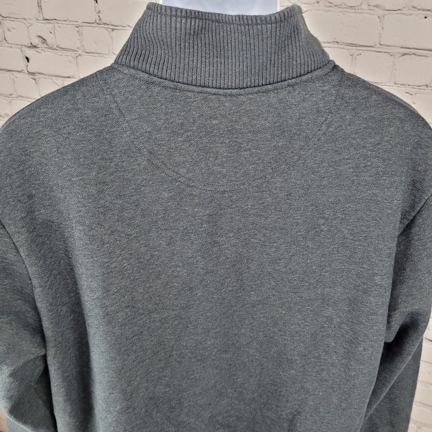 Orvis Grey 1/4 Zip Snap Mock Neck Fleece Lined Pullover Sweatshirt Size Large L