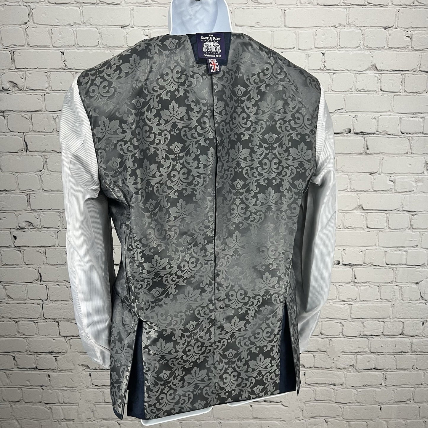 The Savile Row Company London Blue Black Rose Varick Blazer Tuxedo Jacket 38R