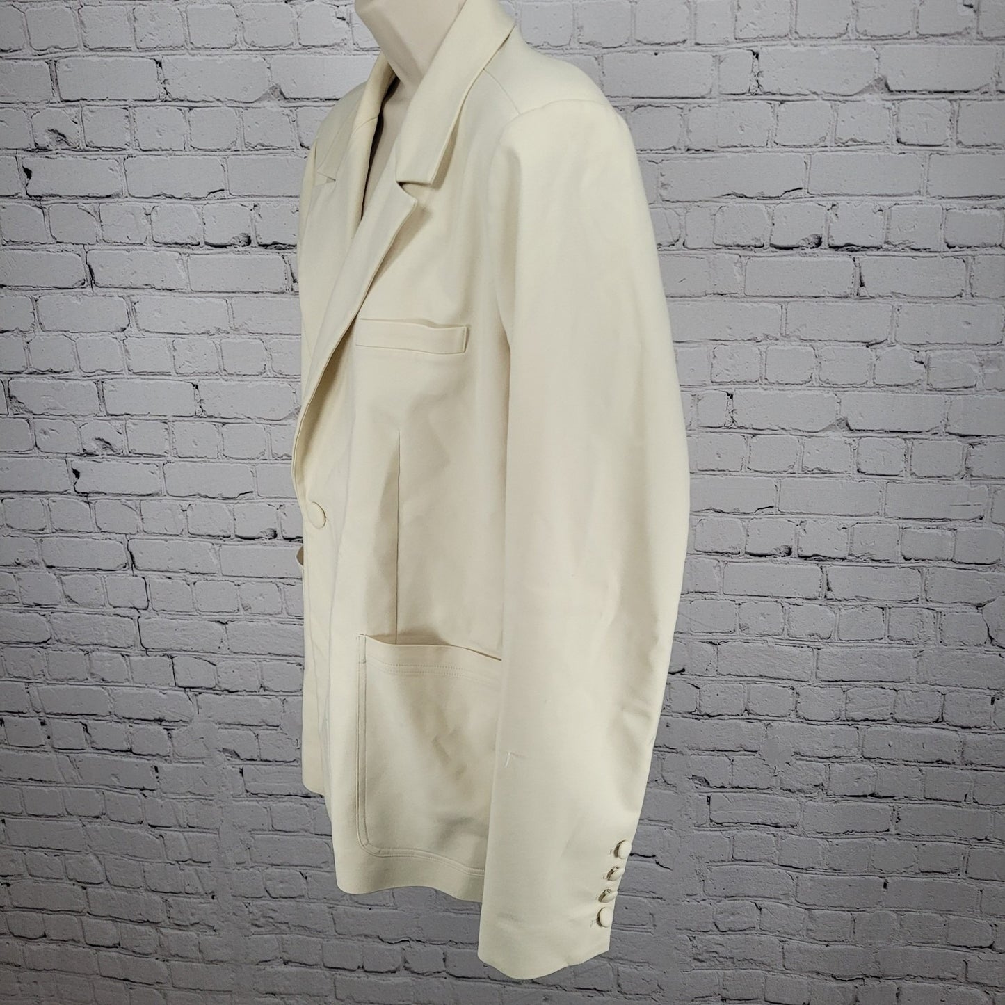 Good American Bone Ivory Double Breasted Stretch Notch Blazer Suit Jacket 2