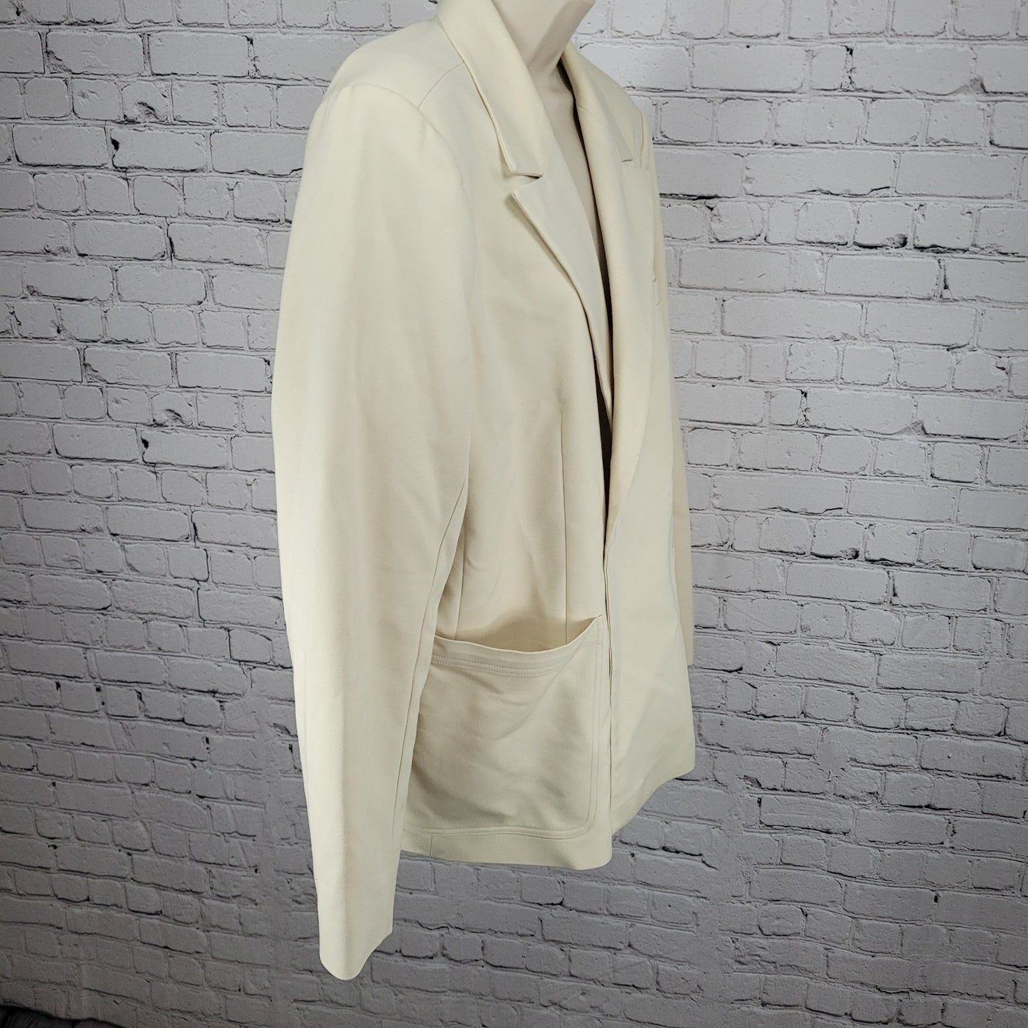 Good American Bone Ivory Double Breasted Stretch Notch Blazer Suit Jacket 2