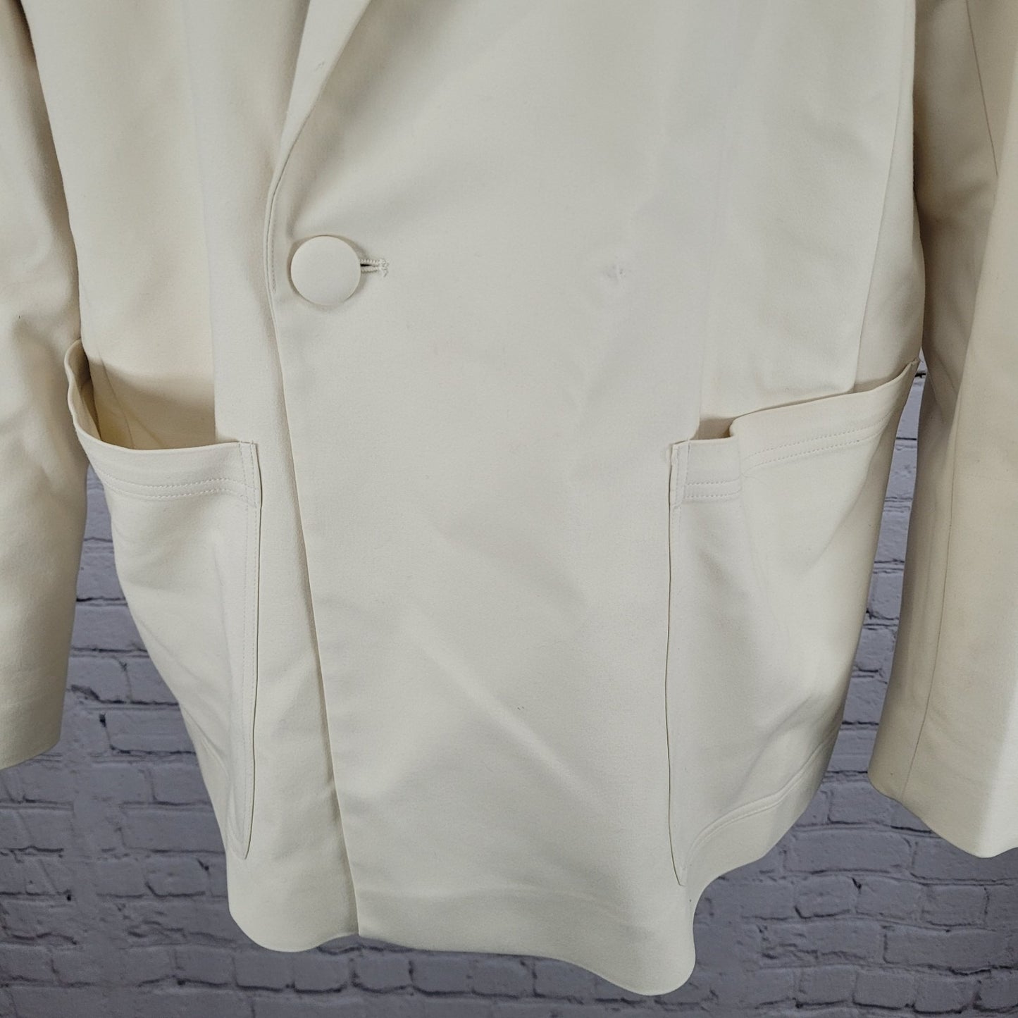 Good American Bone Ivory Double Breasted Stretch Notch Blazer Suit Jacket 2