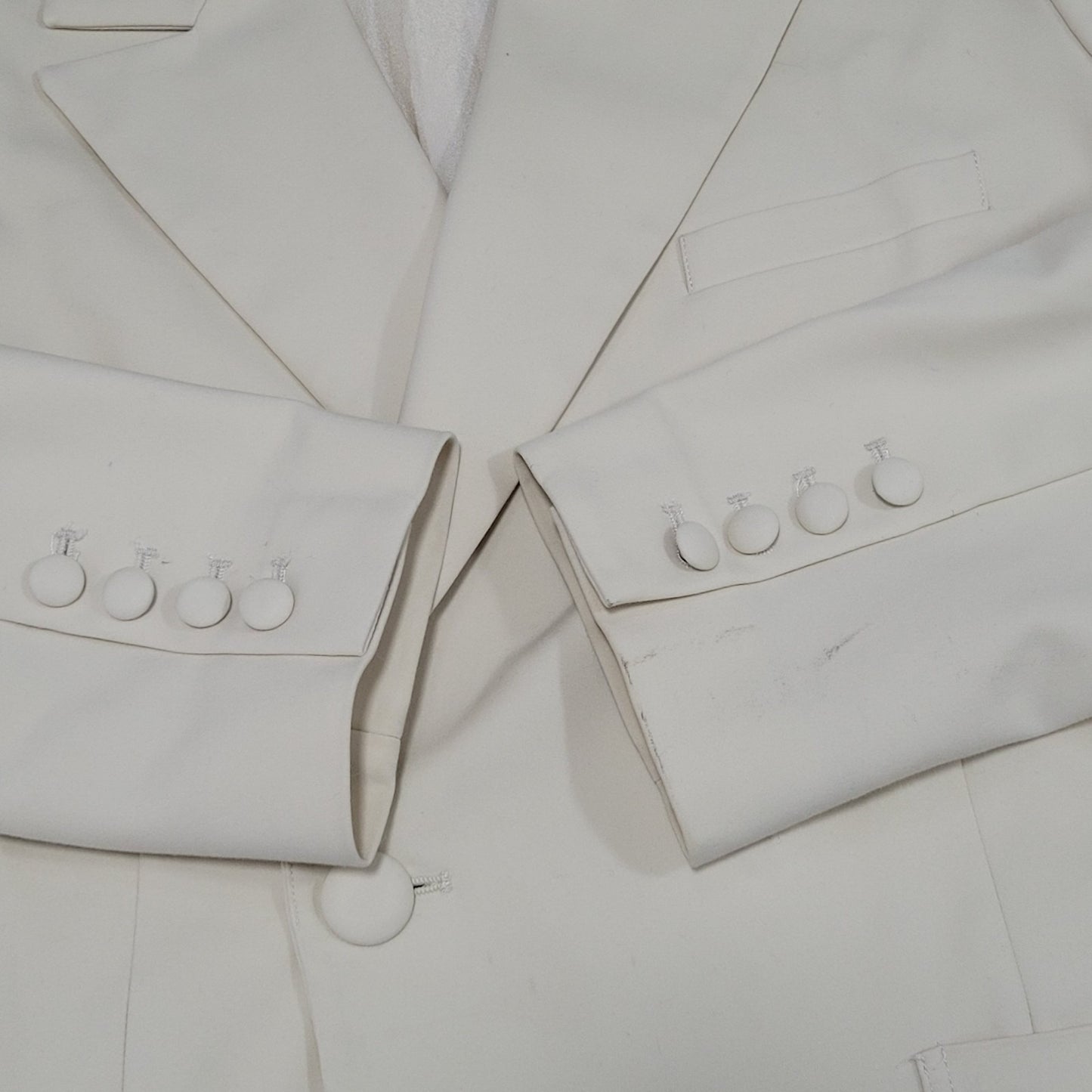 Good American Bone Ivory Double Breasted Stretch Notch Blazer Suit Jacket 2