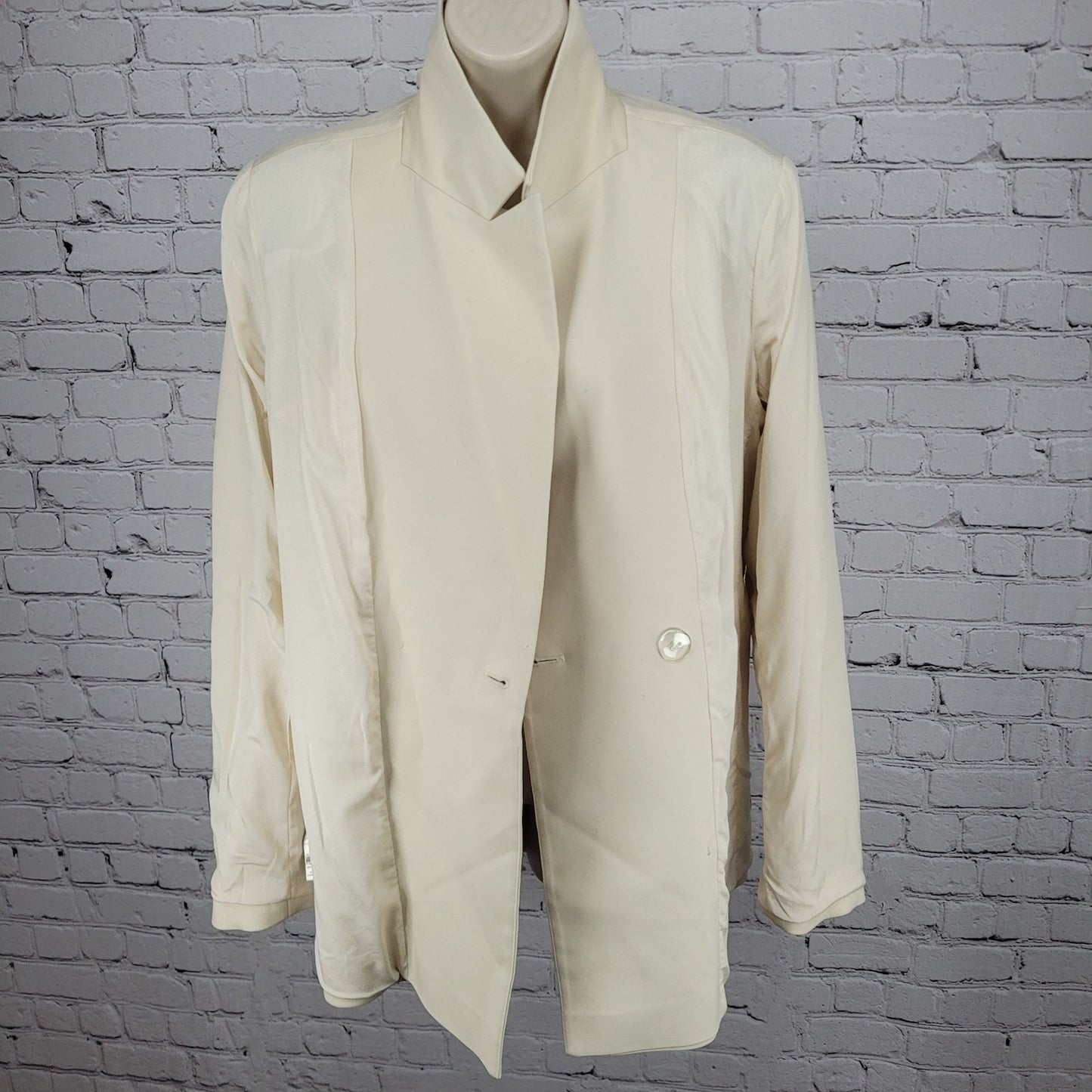 Good American Bone Ivory Double Breasted Stretch Notch Blazer Suit Jacket 2