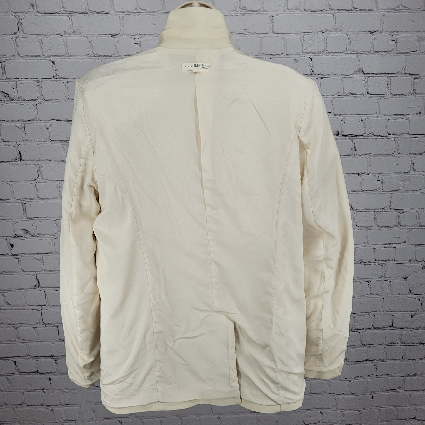 Good American Bone Ivory Double Breasted Stretch Notch Blazer Suit Jacket 2