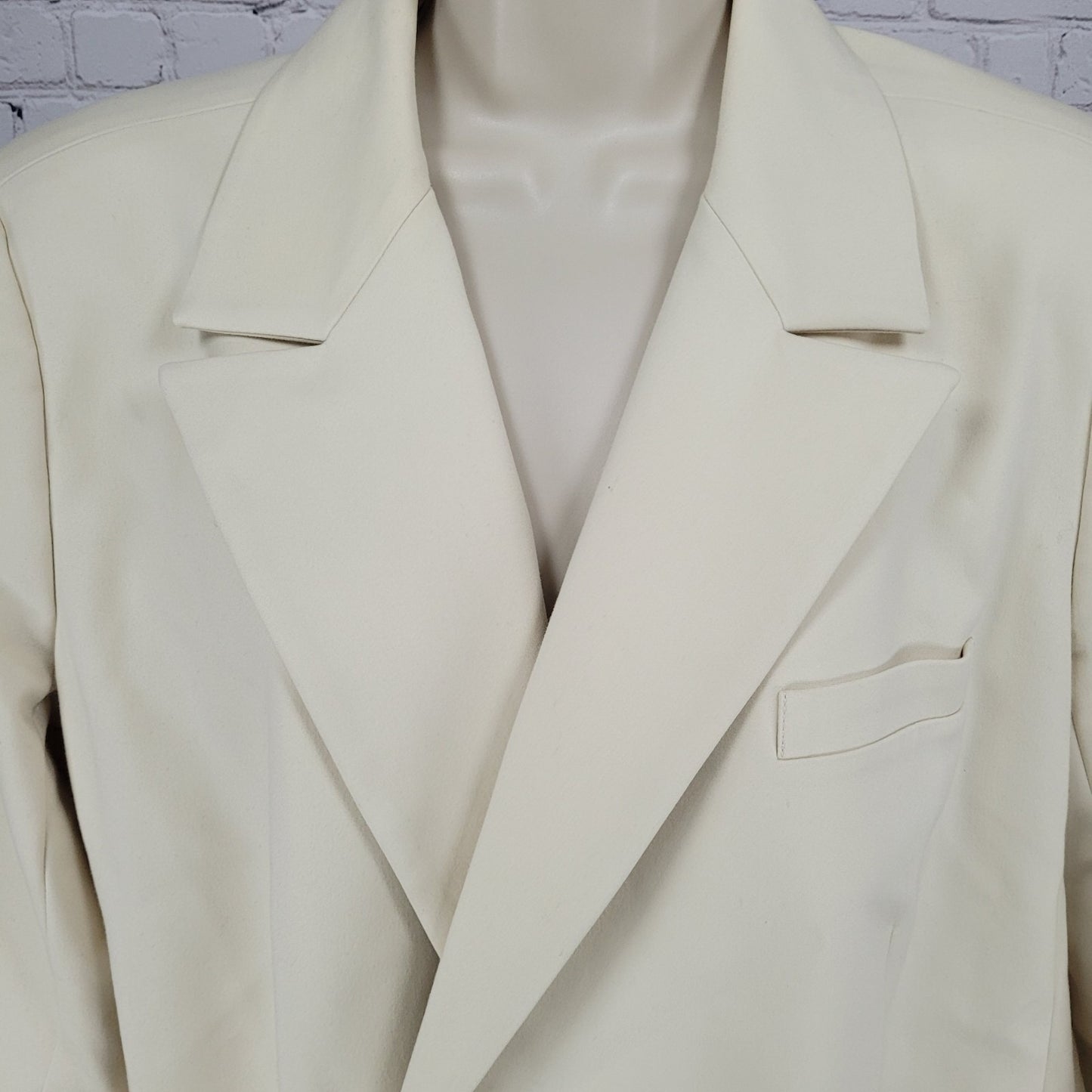 Good American Bone Ivory Double Breasted Stretch Notch Blazer Suit Jacket 2