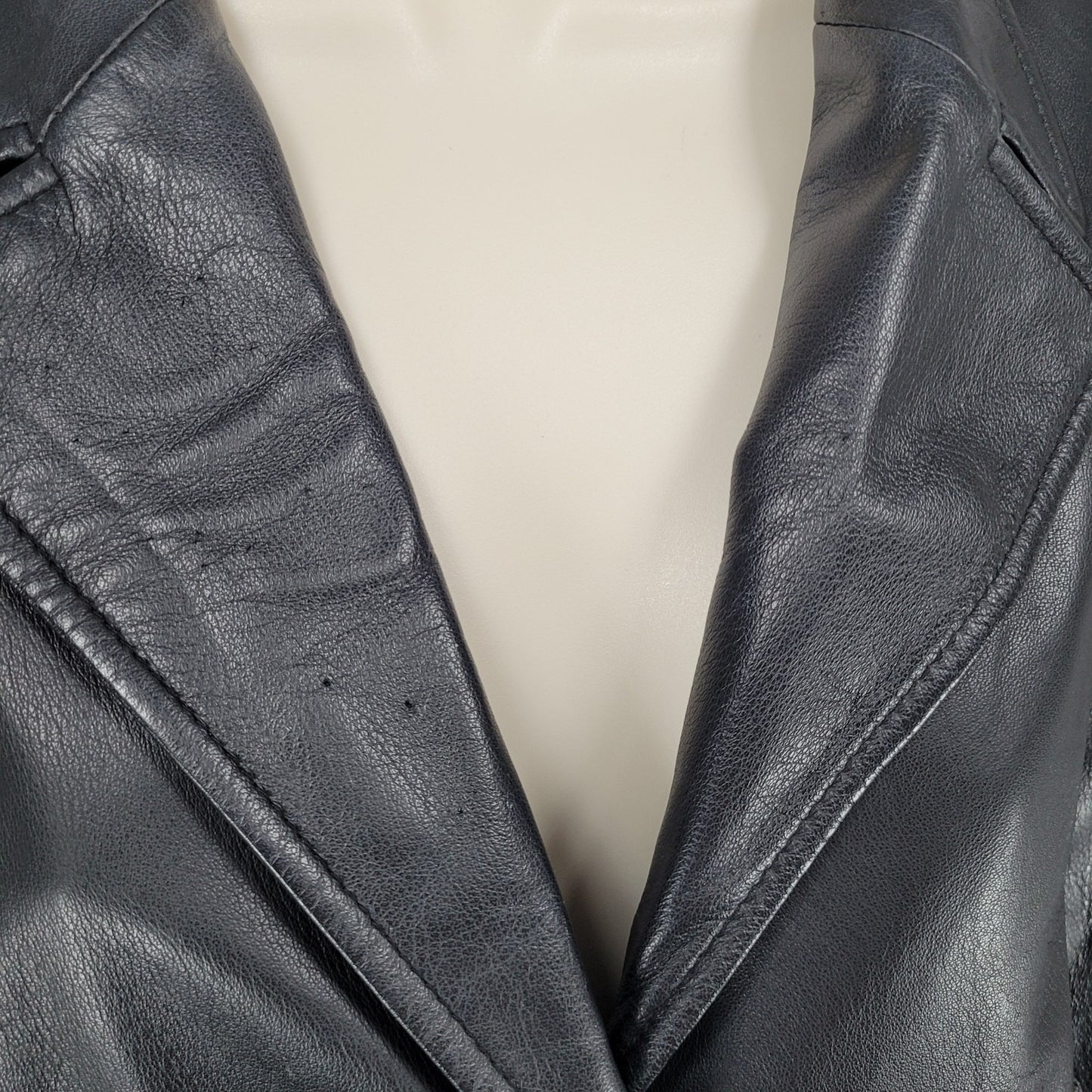 Preston & York Black Genuine Leather Buttoned Pockets Jacket Size Medium M