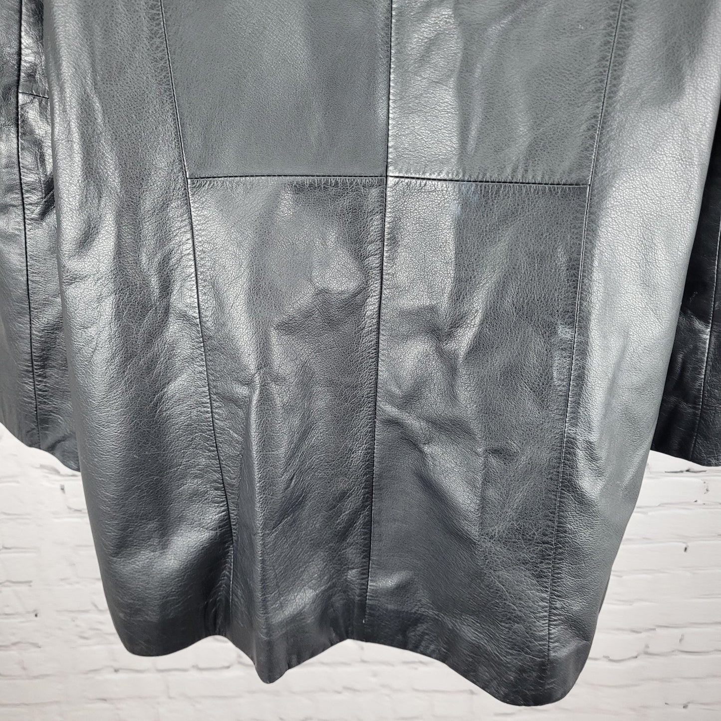 Preston & York Black Genuine Leather Buttoned Pockets Jacket Size Medium M