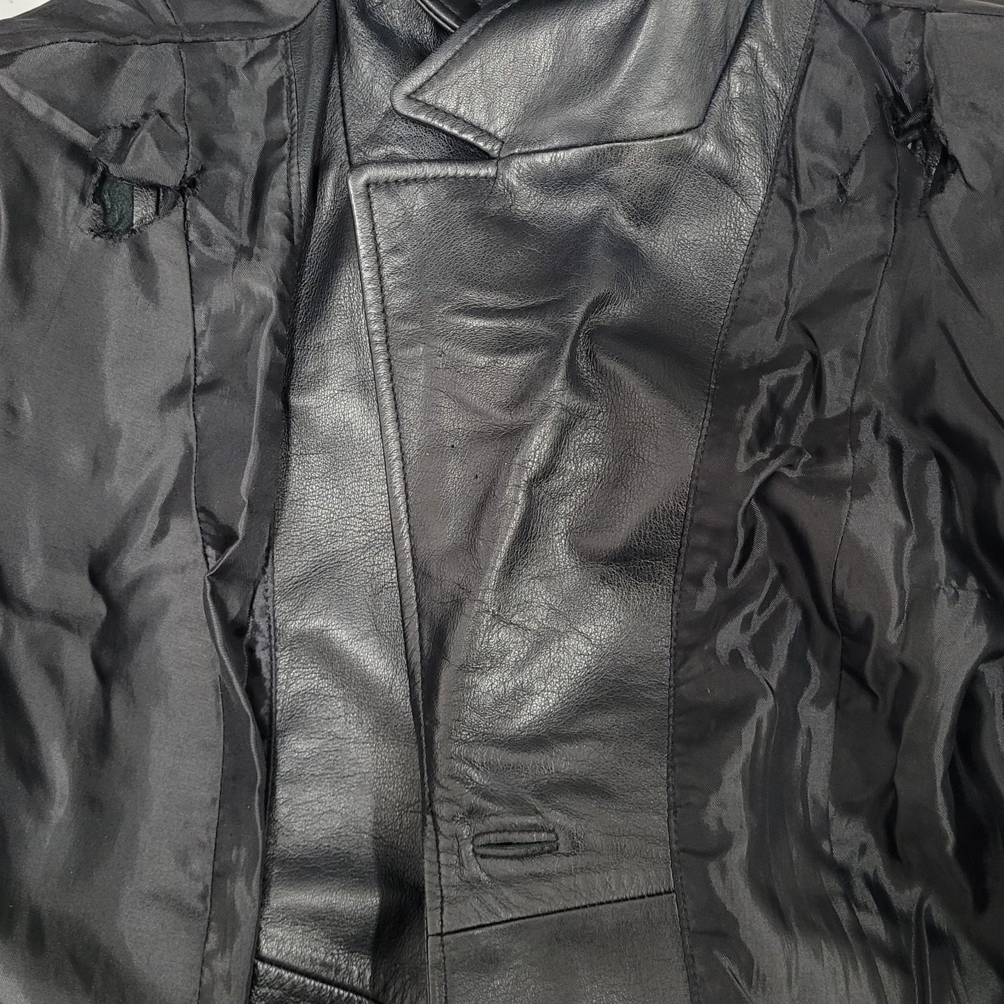 Preston & York Black Genuine Leather Buttoned Pockets Jacket Size Medium M