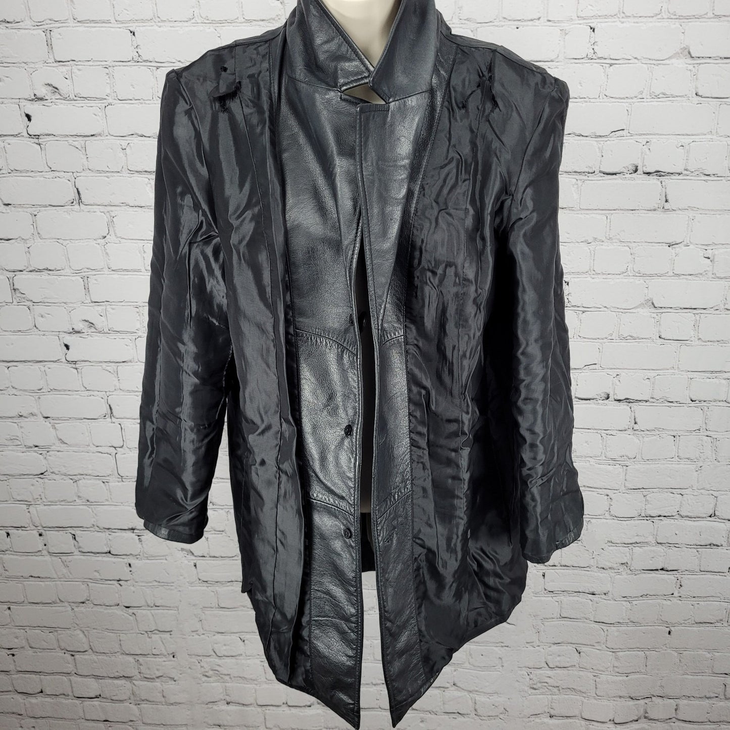 Preston & York Black Genuine Leather Buttoned Pockets Jacket Size Medium M