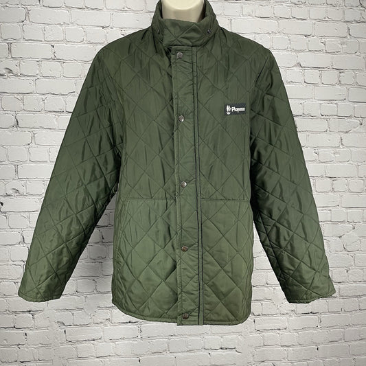 VTG Playmar Green Quilted Zipped Snapped Pockets Jacket Size Medium M