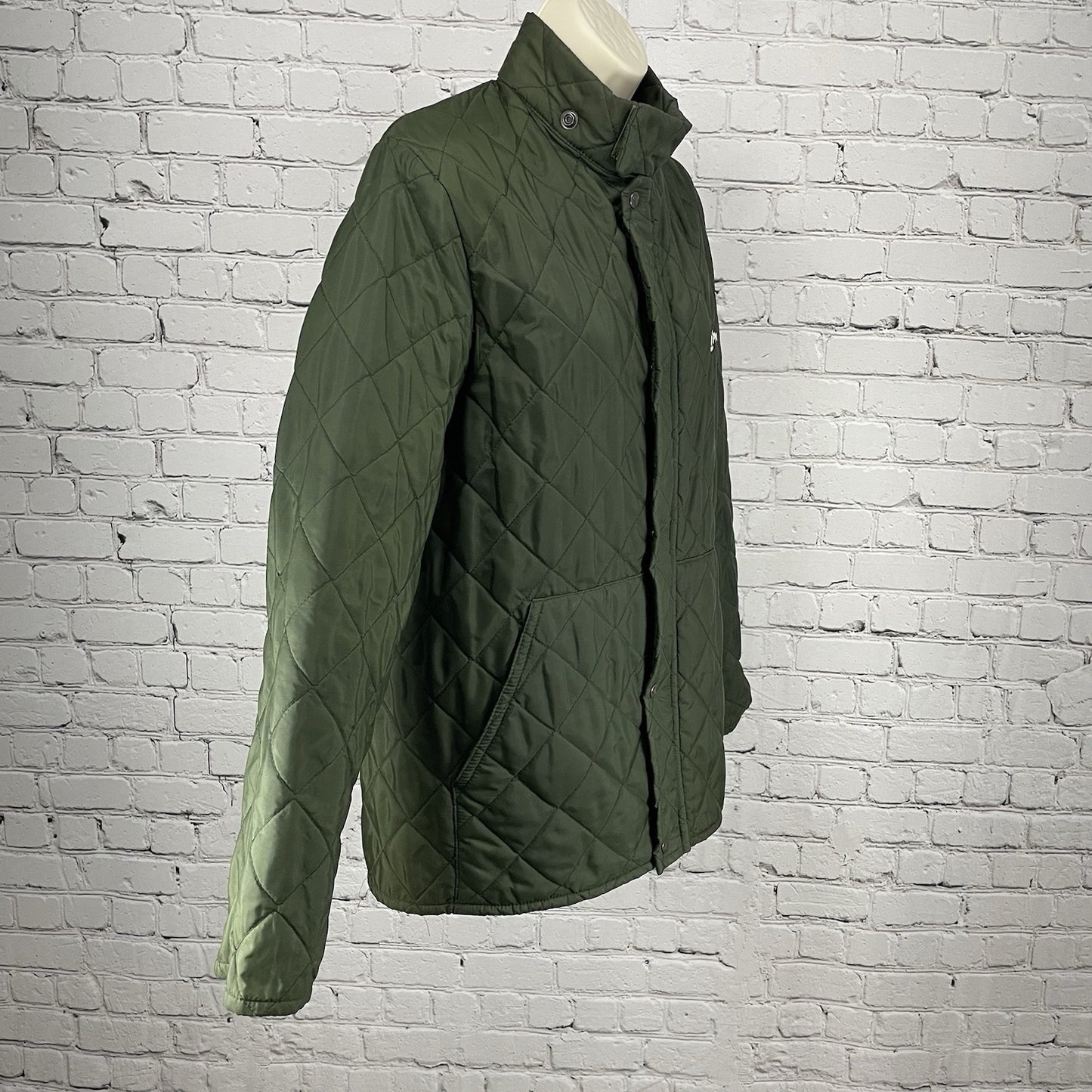 VTG Playmar Green Quilted Zipped Snapped Pockets Jacket Size Medium M