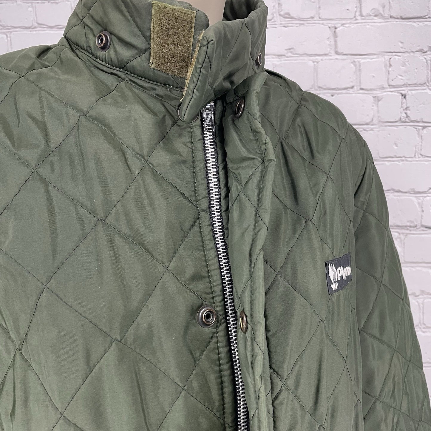 VTG Playmar Green Quilted Zipped Snapped Pockets Jacket Size Medium M